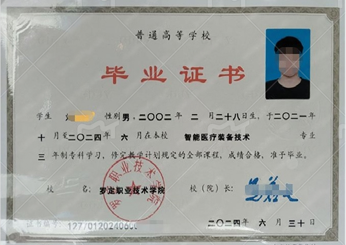 沈阳罗定职业技术学院毕业证样本图片